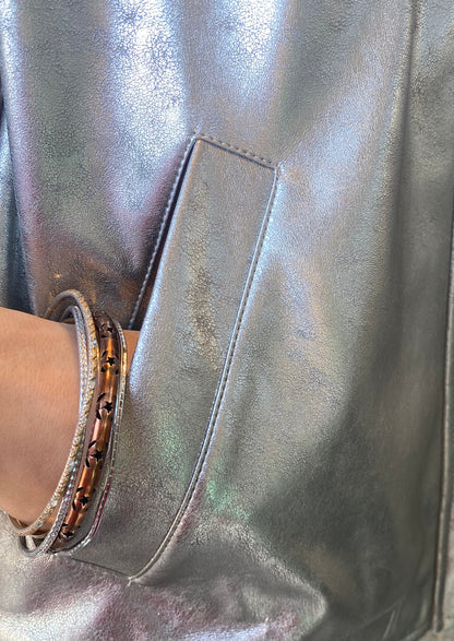 Pleather Short Jacket - SILVER