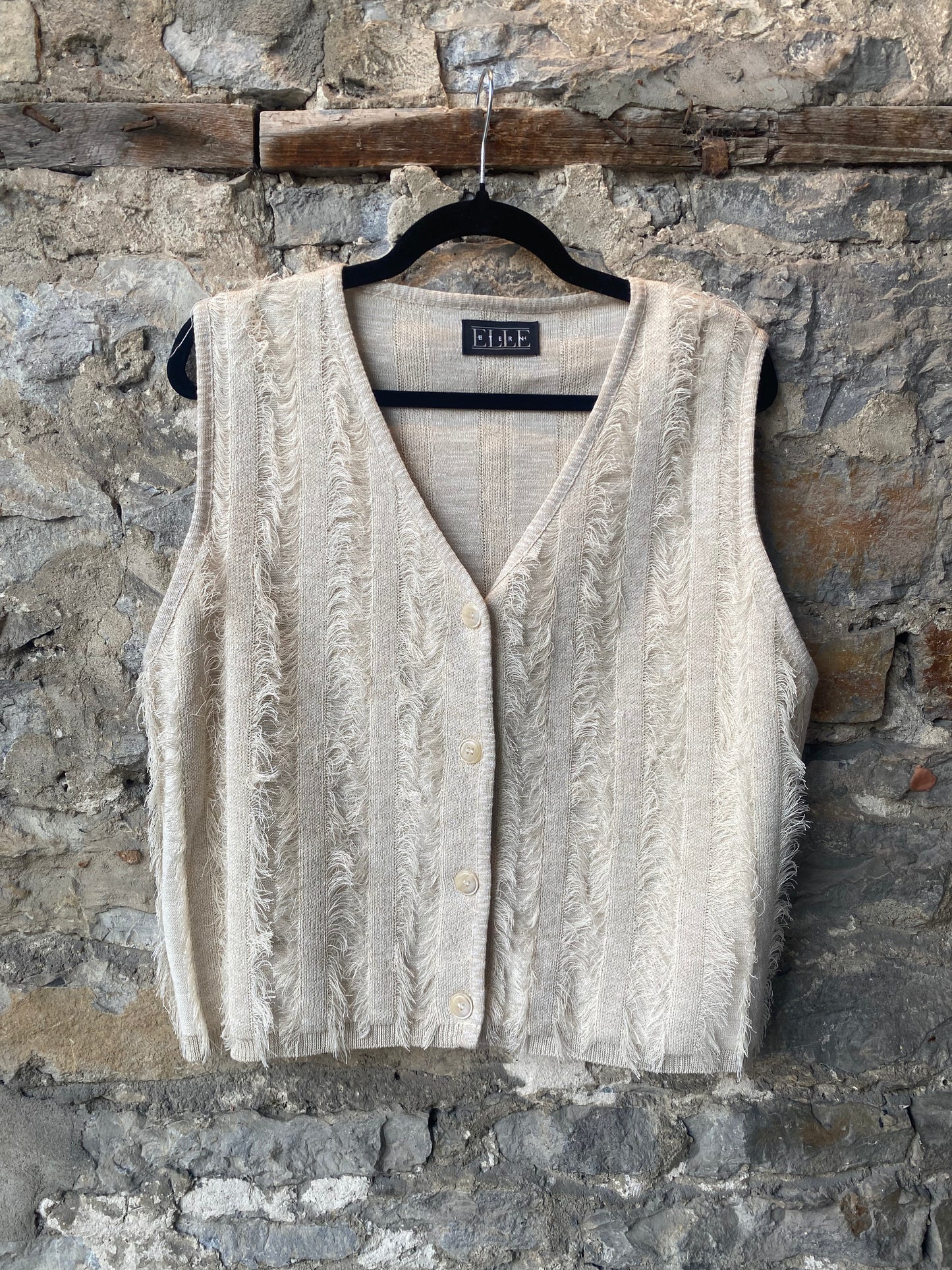 Eyelash Fringe Knit Vest - IVORY