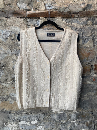 Eyelash Fringe Knit Vest - IVORY