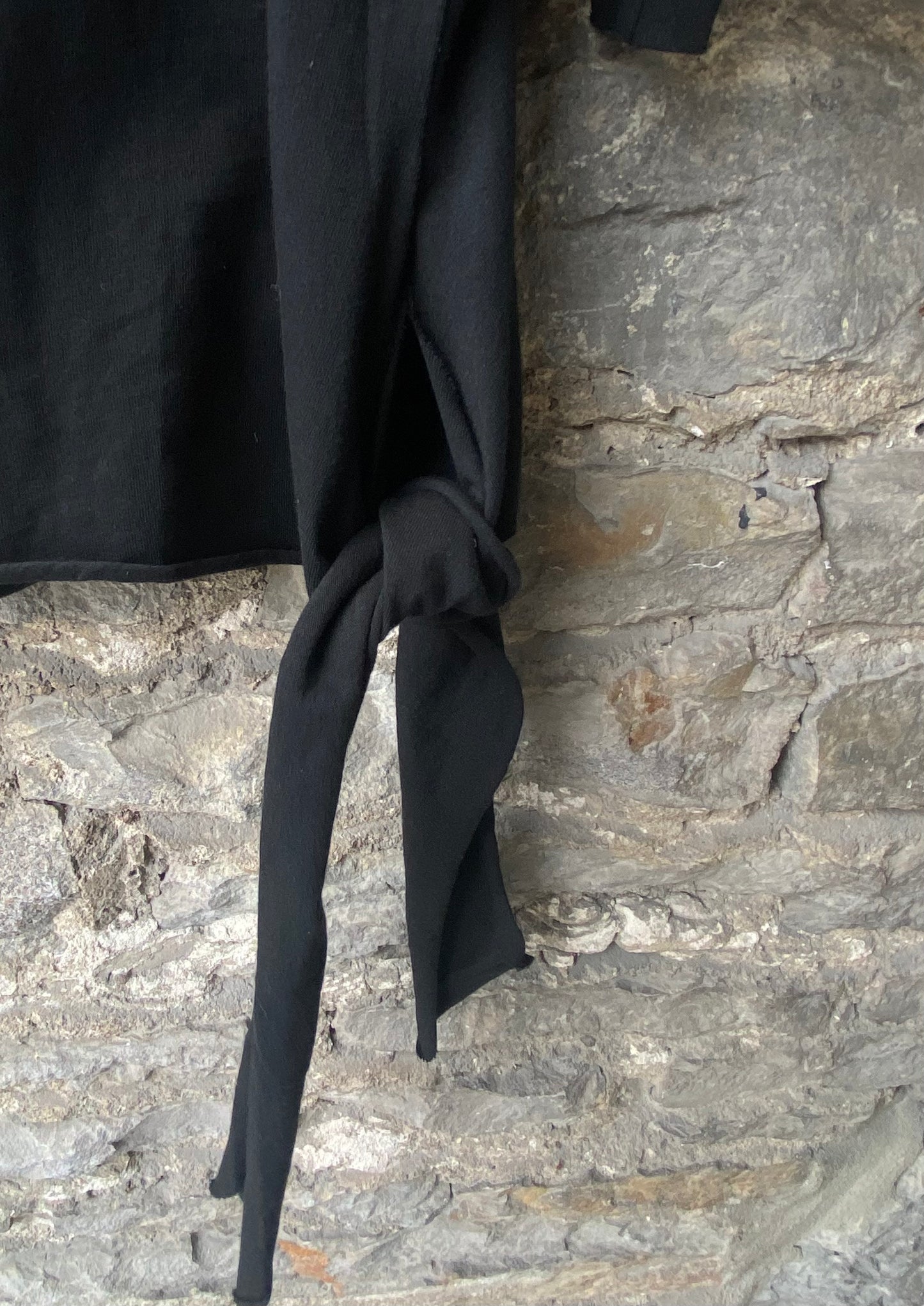 100% Black Cotton T-shirt with Side Ties