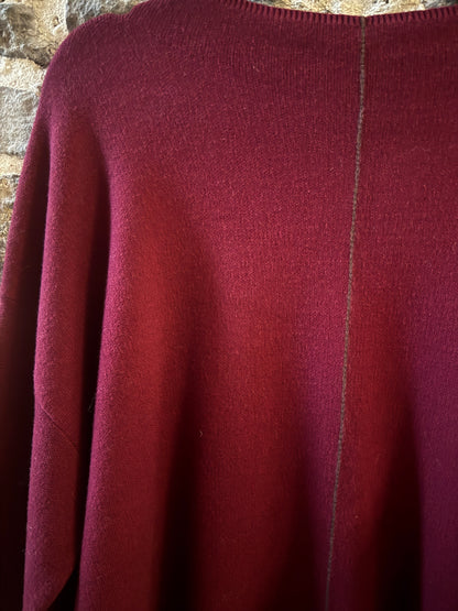 2 PC Burgundy Knit Sweater and Wide Leg Pant Set
