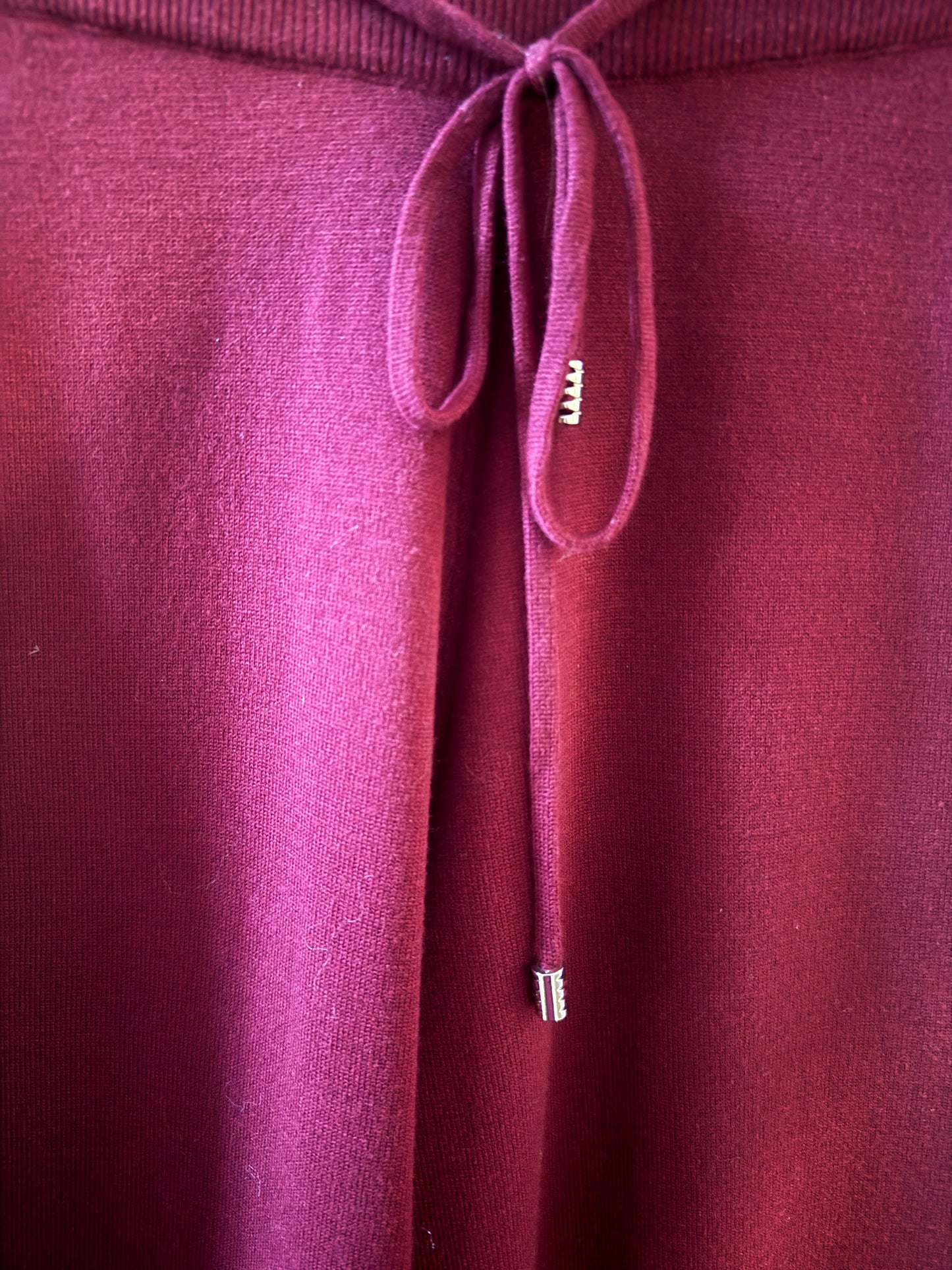 2 PC Burgundy Knit Sweater and Wide Leg Pant Set