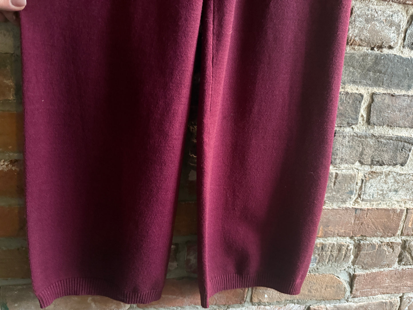 2 PC Burgundy Knit Sweater and Wide Leg Pant Set