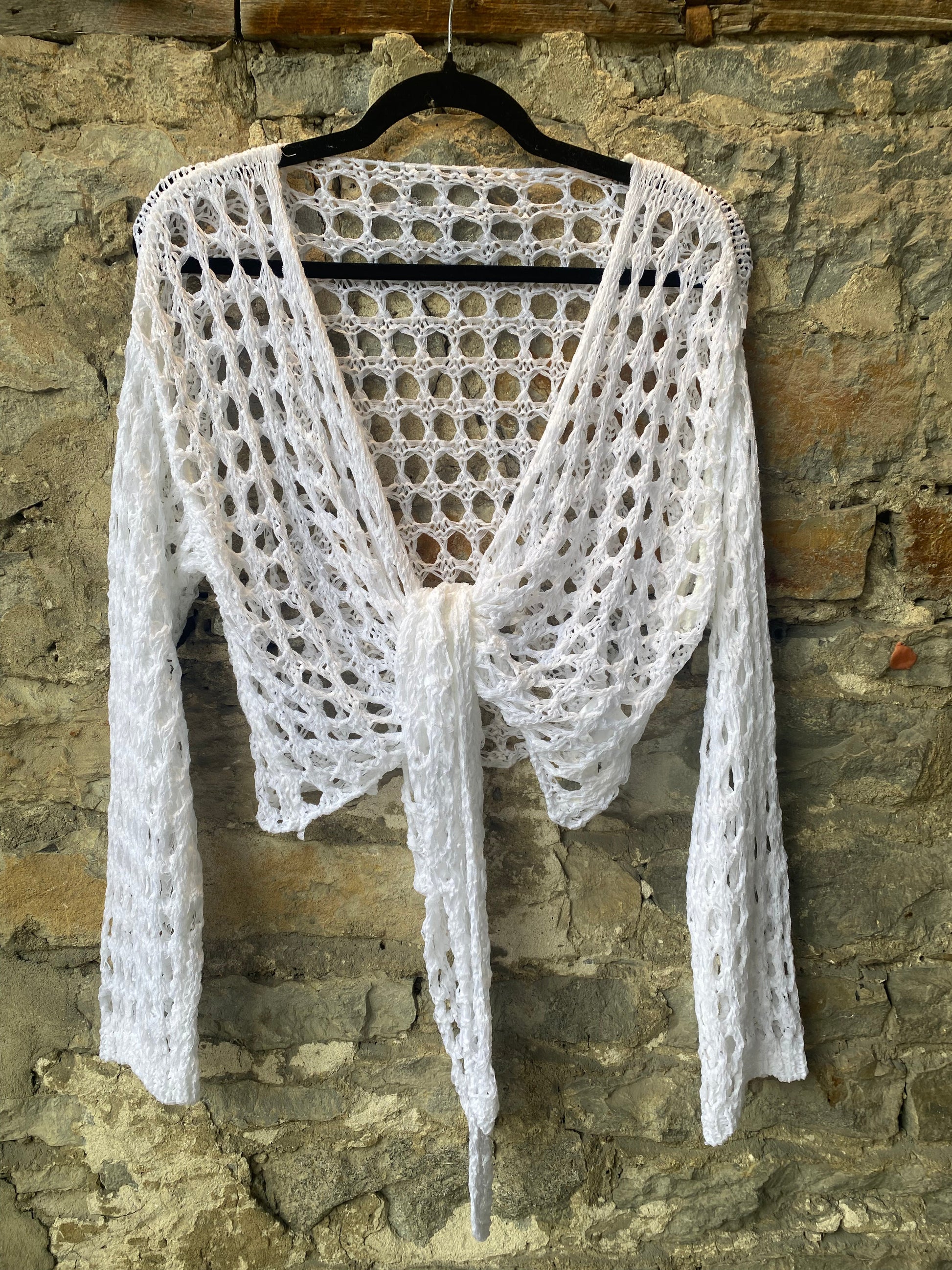 One Size Loose Knit Bollero - White