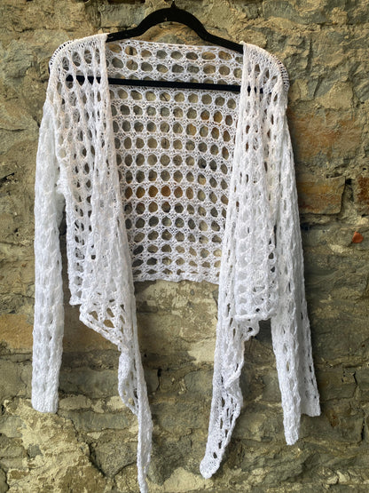 One Size Loose Knit Bollero - White