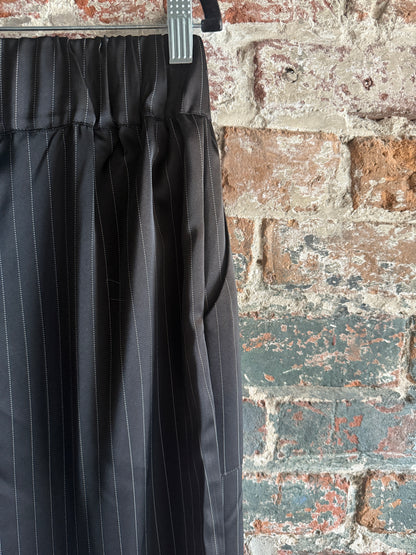 Satin Pinstripe Relaxed Fit Pant with Pockets- Black and White