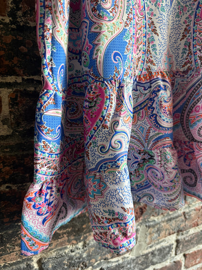 Paisley Spaghetti Strap Tank with Ruffle