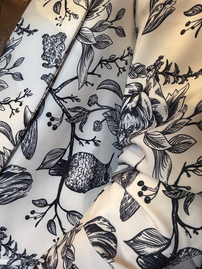 Black and Cream Front Jacket- Hummingbird Floral