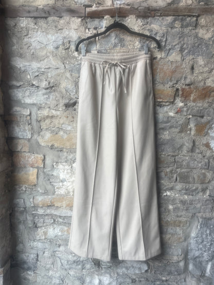 Pleather Wide Leg pant with pockets- Beige