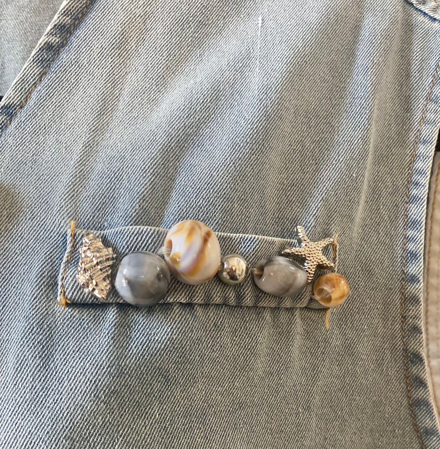 Denim and Lightweight Canvas Mixed Vest Top