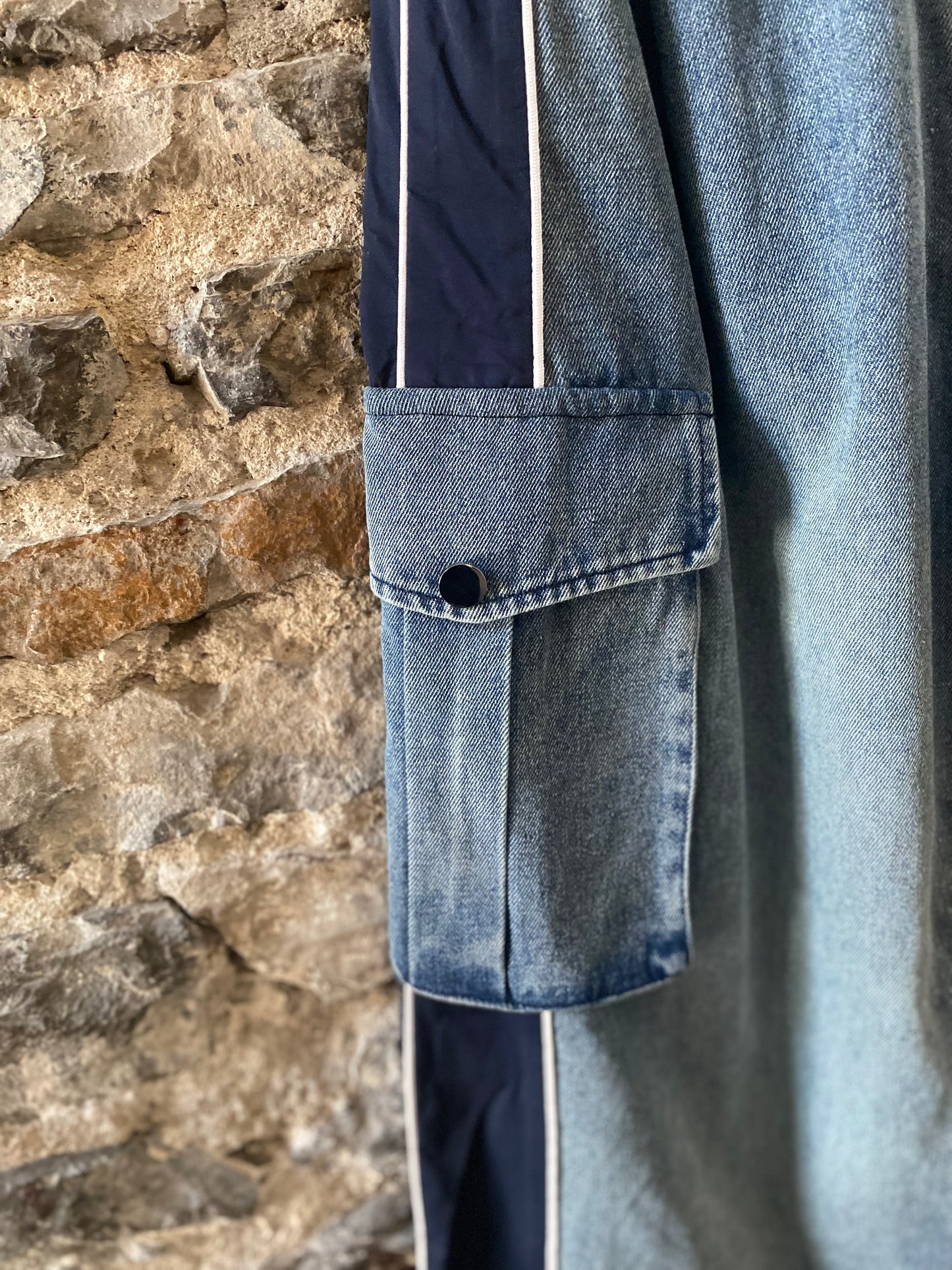 Denim and Navy Windbreaker Cargo Pants