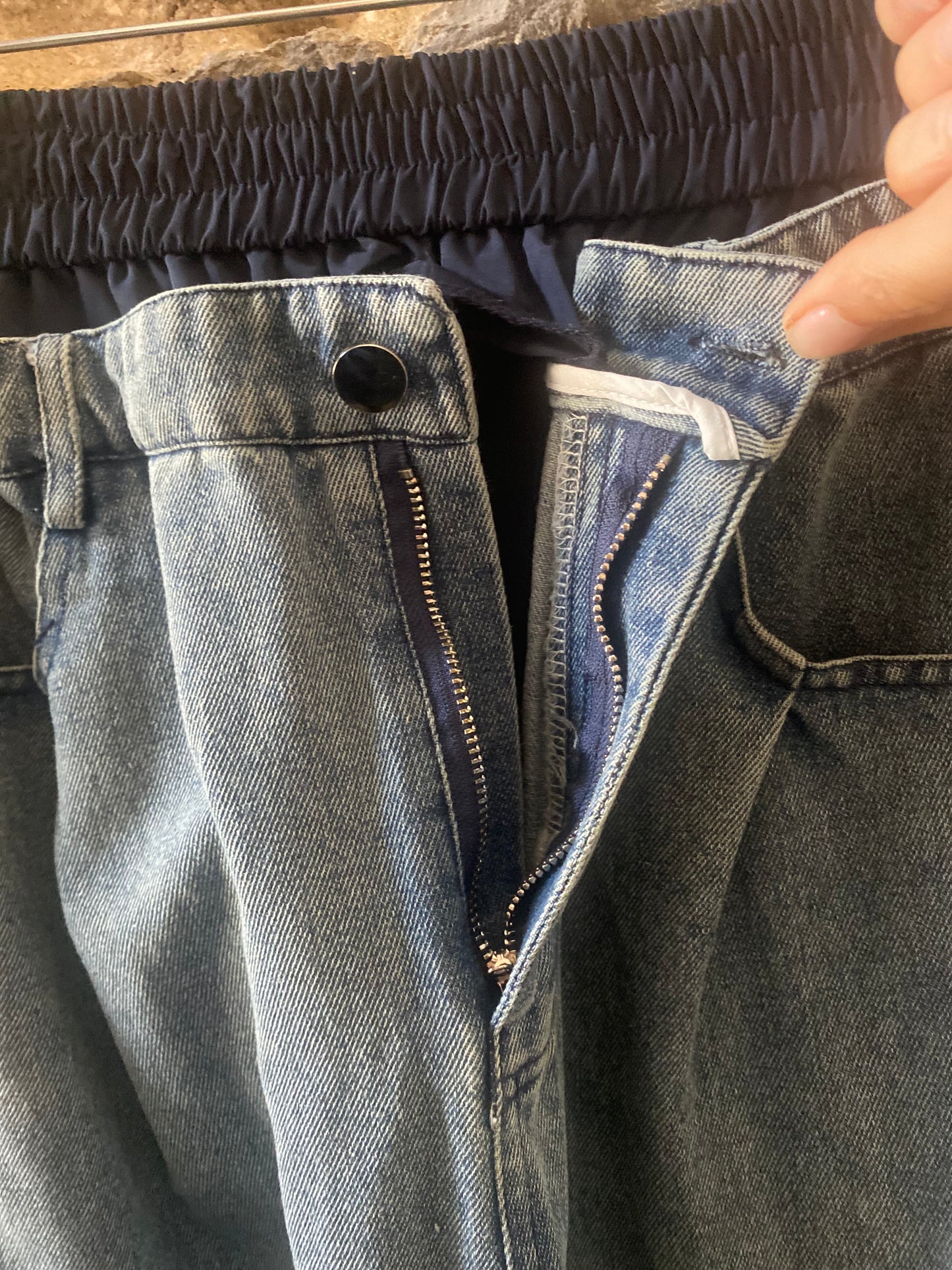 Denim and Navy Windbreaker Cargo Pants