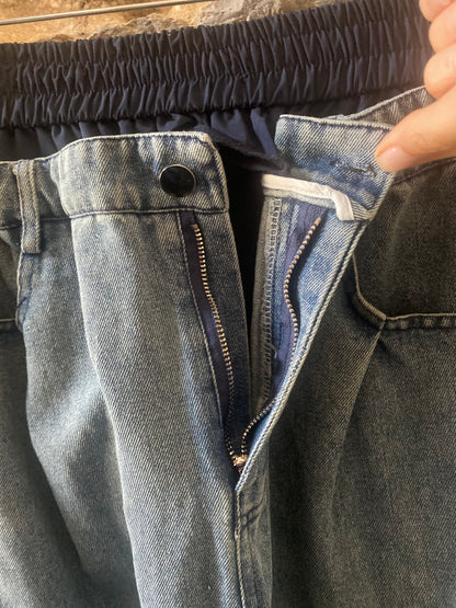 Denim and Navy Windbreaker Cargo Pants