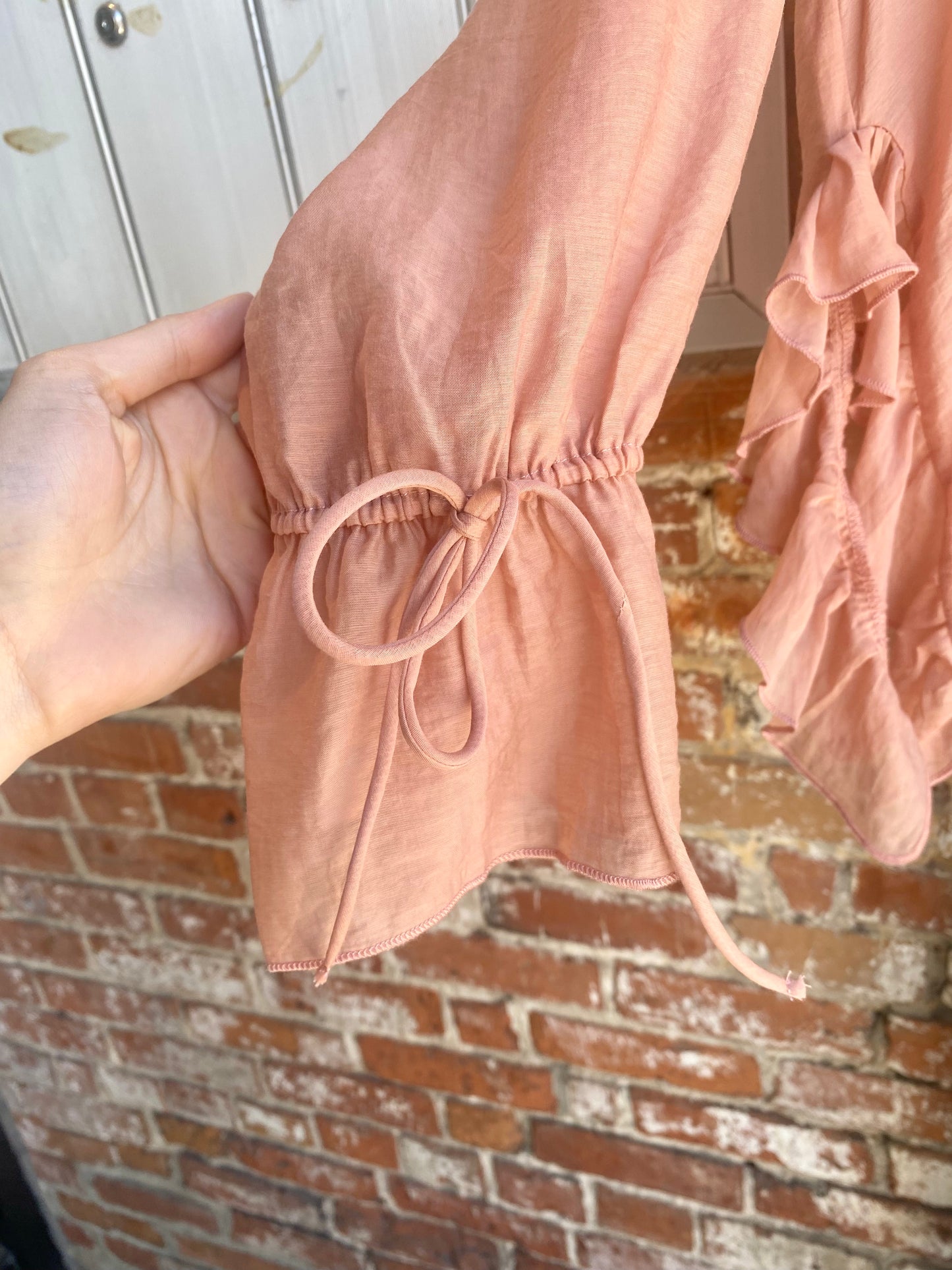 Lightweight Ruffle Front Top - SOFT PEACH