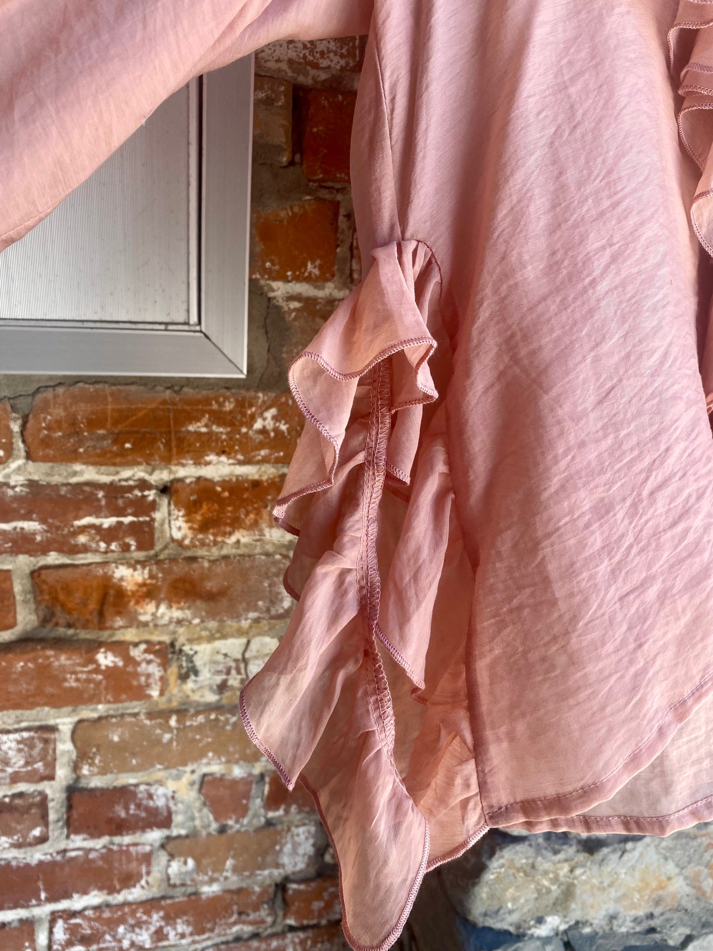 Lightweight Ruffle Front Top - SOFT PEACH