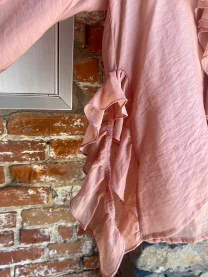 Lightweight Ruffle Front Top - SOFT PEACH