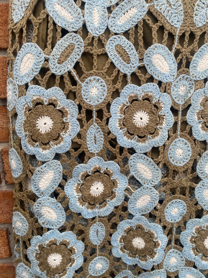 Cotton Crochet Knit Skirt - FLORAL OLIVE