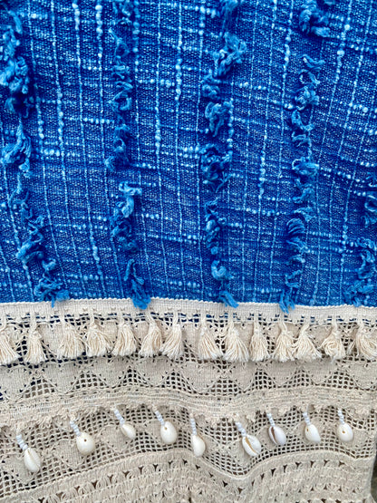 100% Cotton Boho Lace Cardigan with Shell Fringe