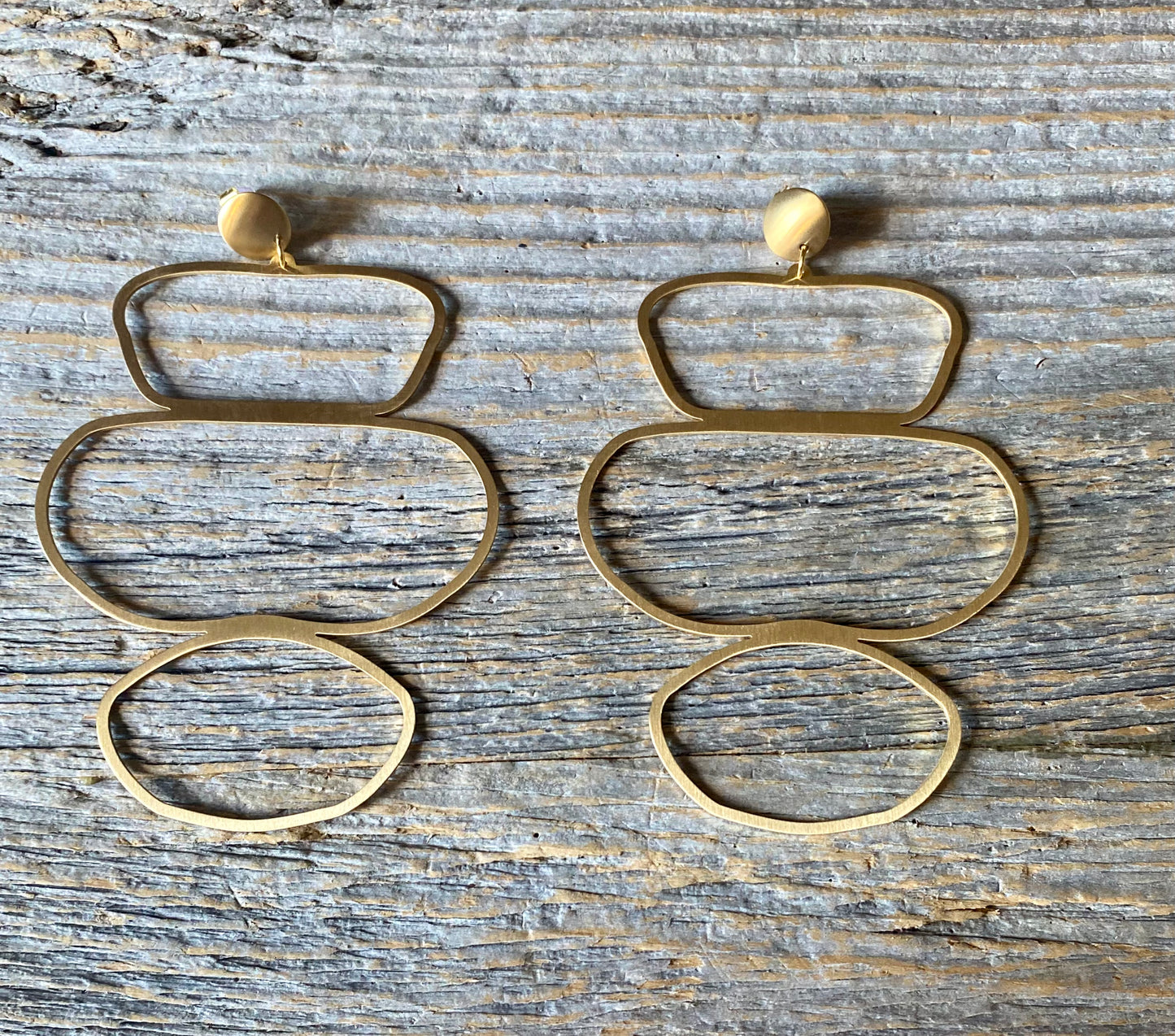 Modern Geometric Statement Earrings-Brush Gold