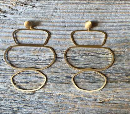 Modern Geometric Statement Earrings-Brush Gold