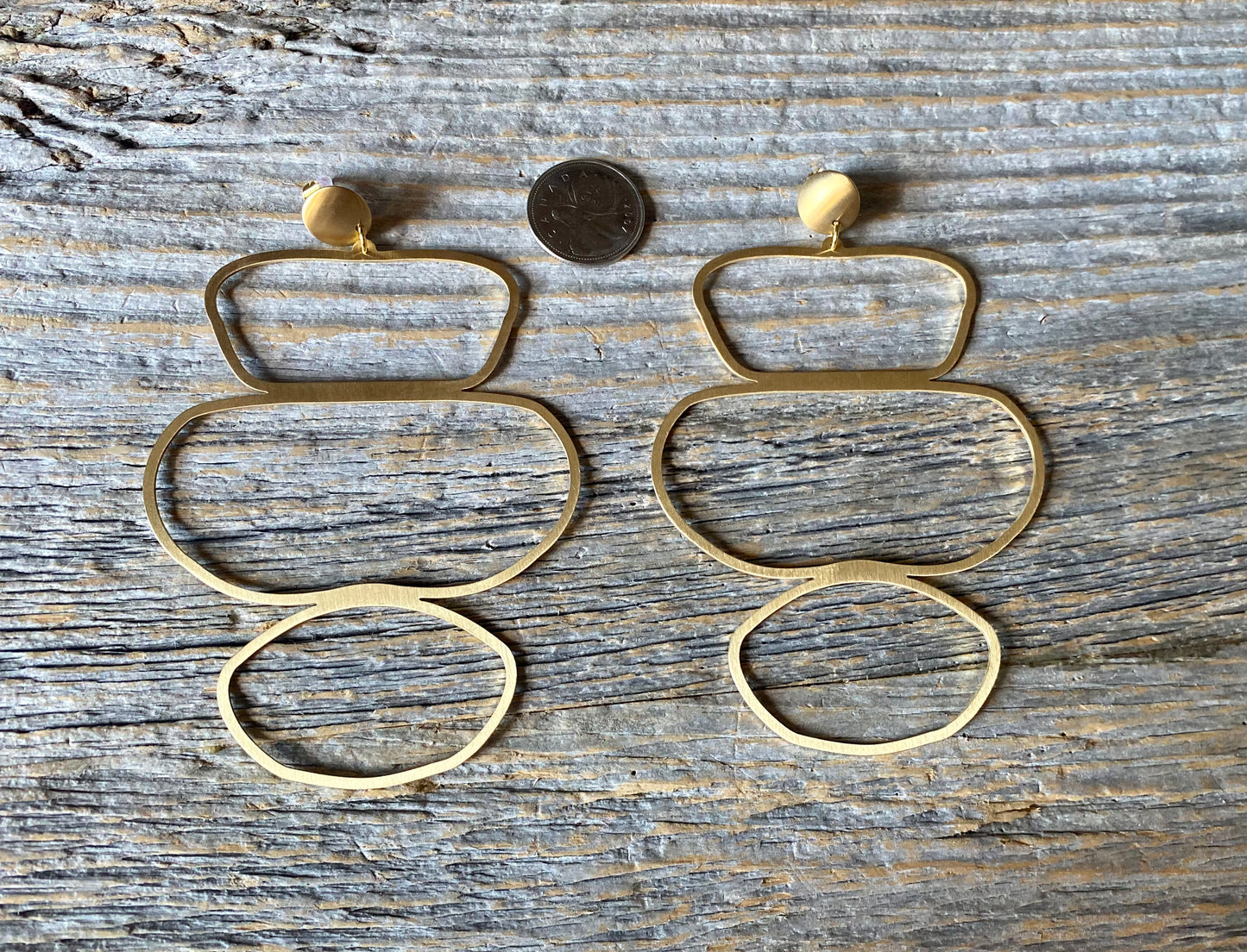 Modern Geometric Statement Earrings-Brush Gold