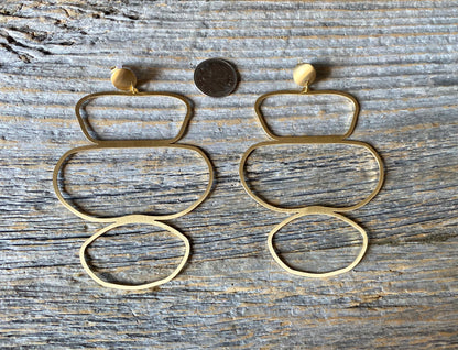 Modern Geometric Statement Earrings-Brush Gold