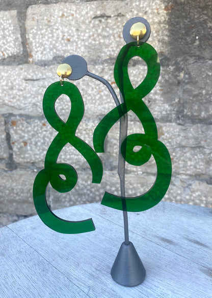 Green Oversized Acrylic Statement Earrings