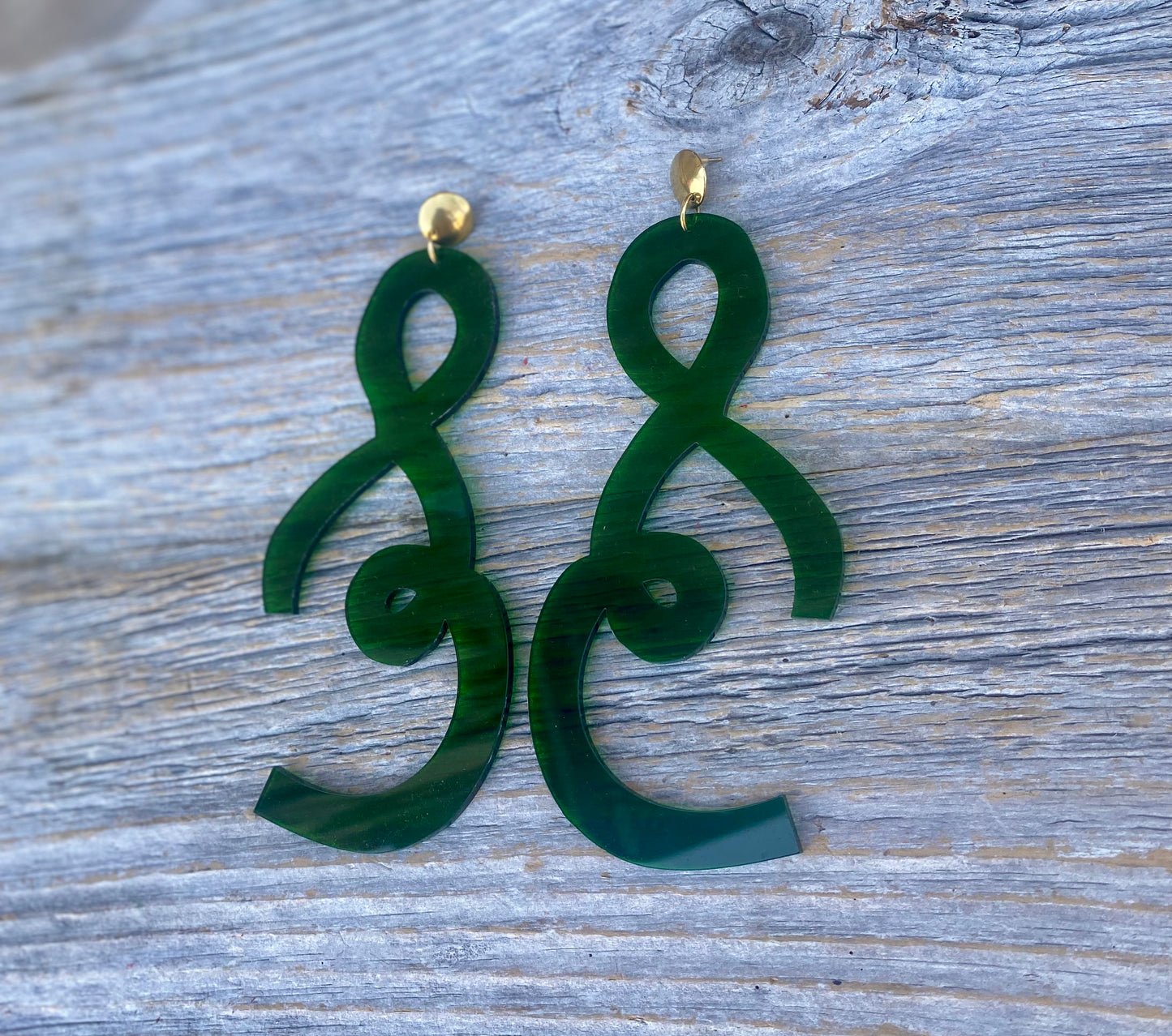 Green Oversized Acrylic Statement Earrings