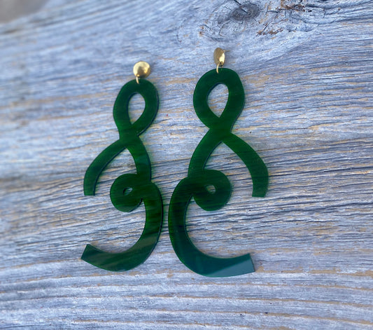 Green Oversized Acrylic Statement Earrings