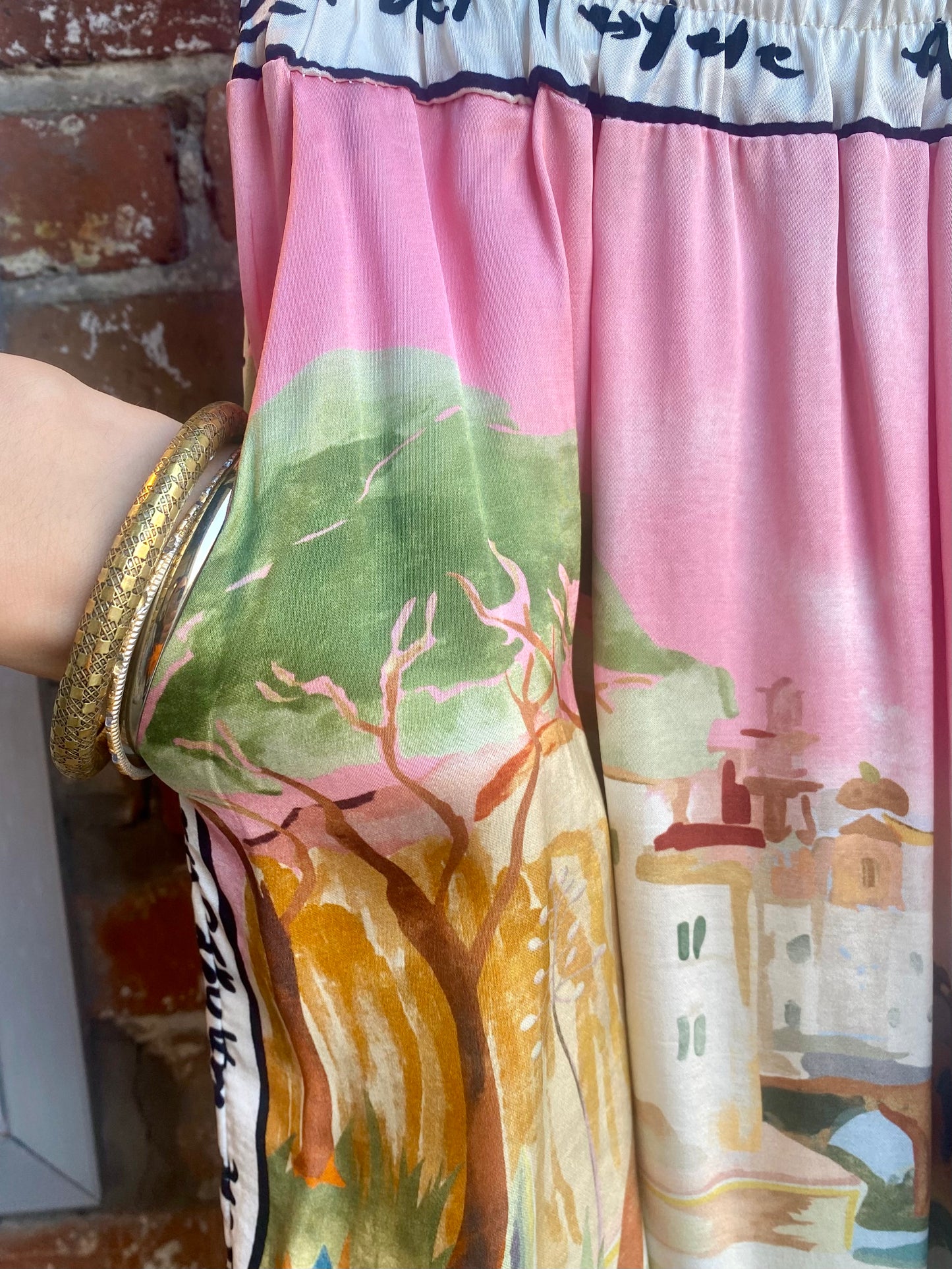 Relaxed Fit Printed Silk Shorts - PINK