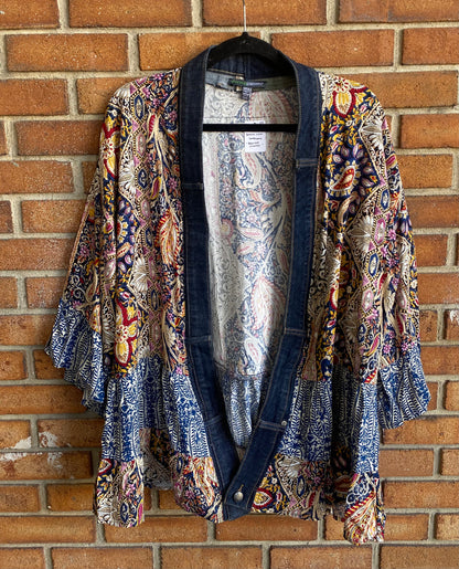 Denim Trim Band Tee Cardigan - BOB MARLEY