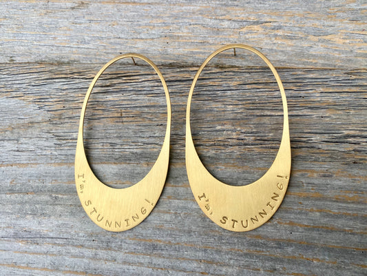 Im Stunning Oval Statement Earrings - GOLD
