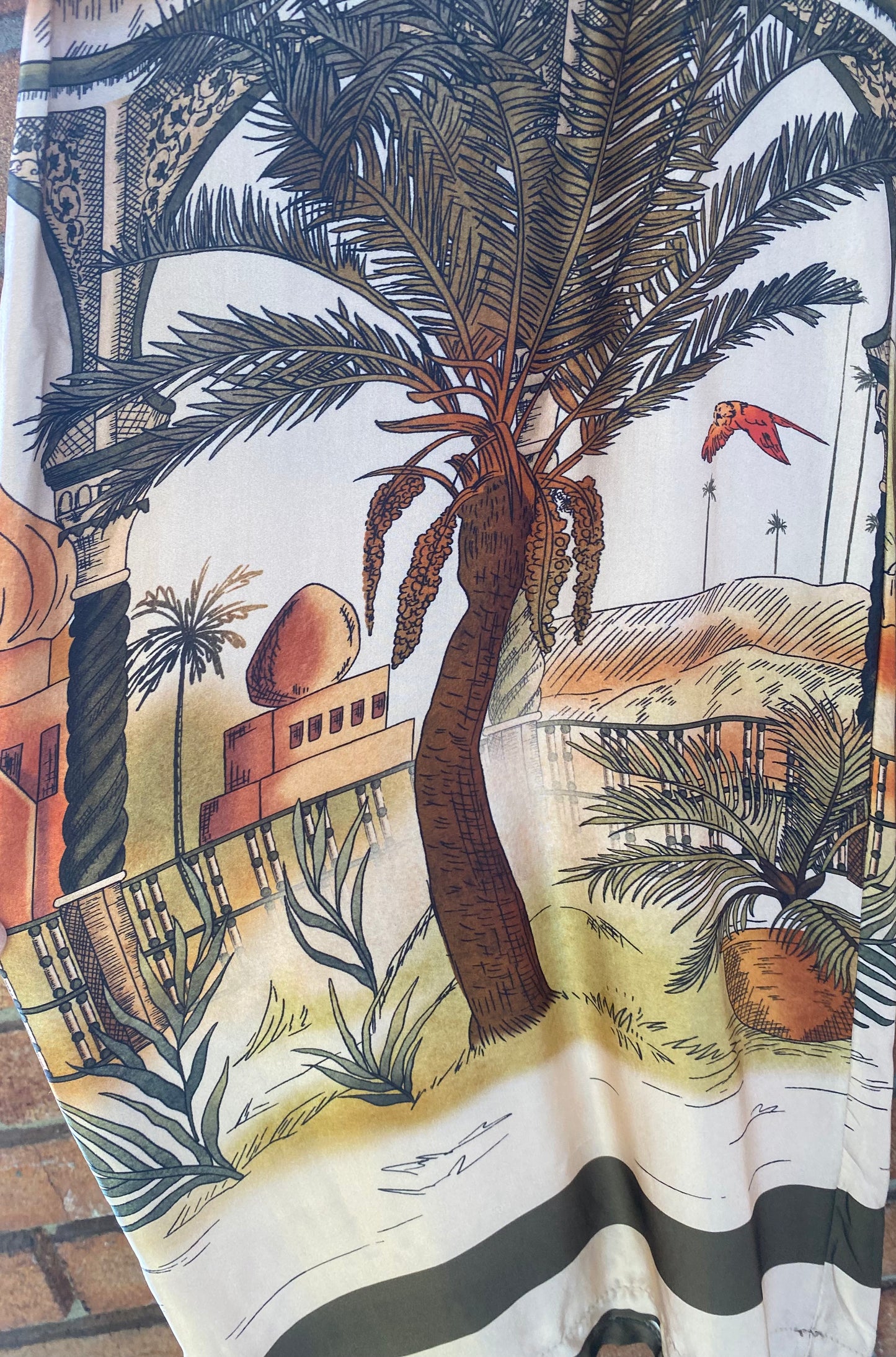 Printed Silk Pants- OLIVE