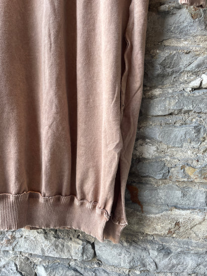 100% Prewashed Cotton Tan Long Sleeve Sweatshirt Dress