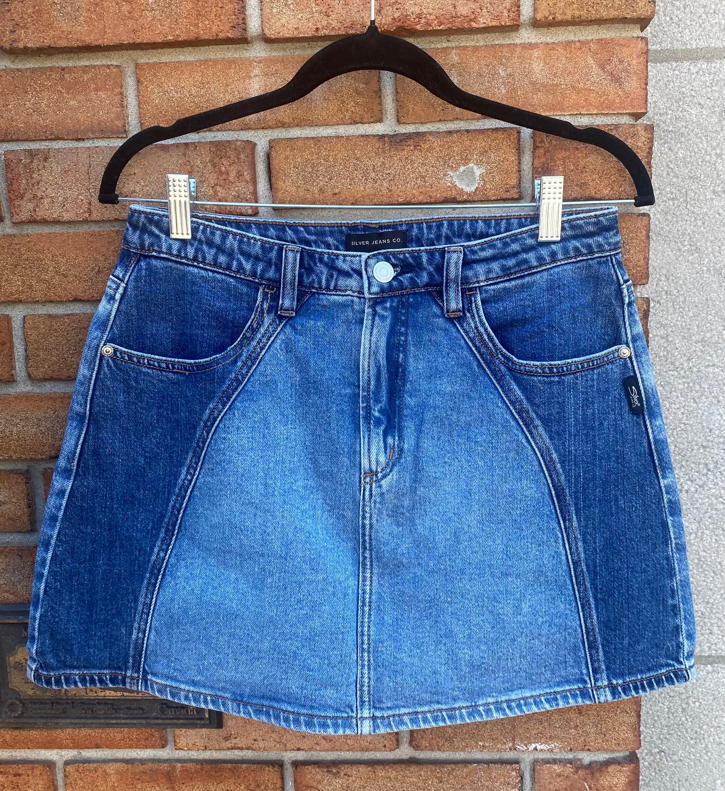 Two-Tone Denim Mini Skirt