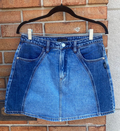 Two-Tone Denim Mini Skirt