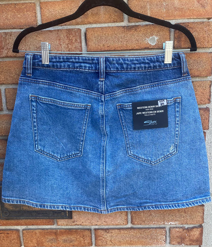 Two-Tone Denim Mini Skirt