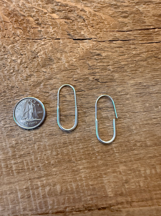 Small Paper Clip Link Shape Hoop Earrings -SILVER
