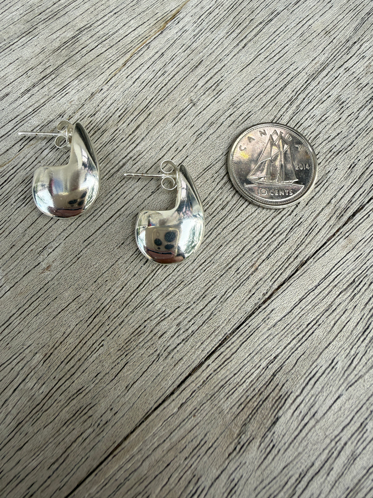 Small Flat Teardrop Stud Earring - SILVER
