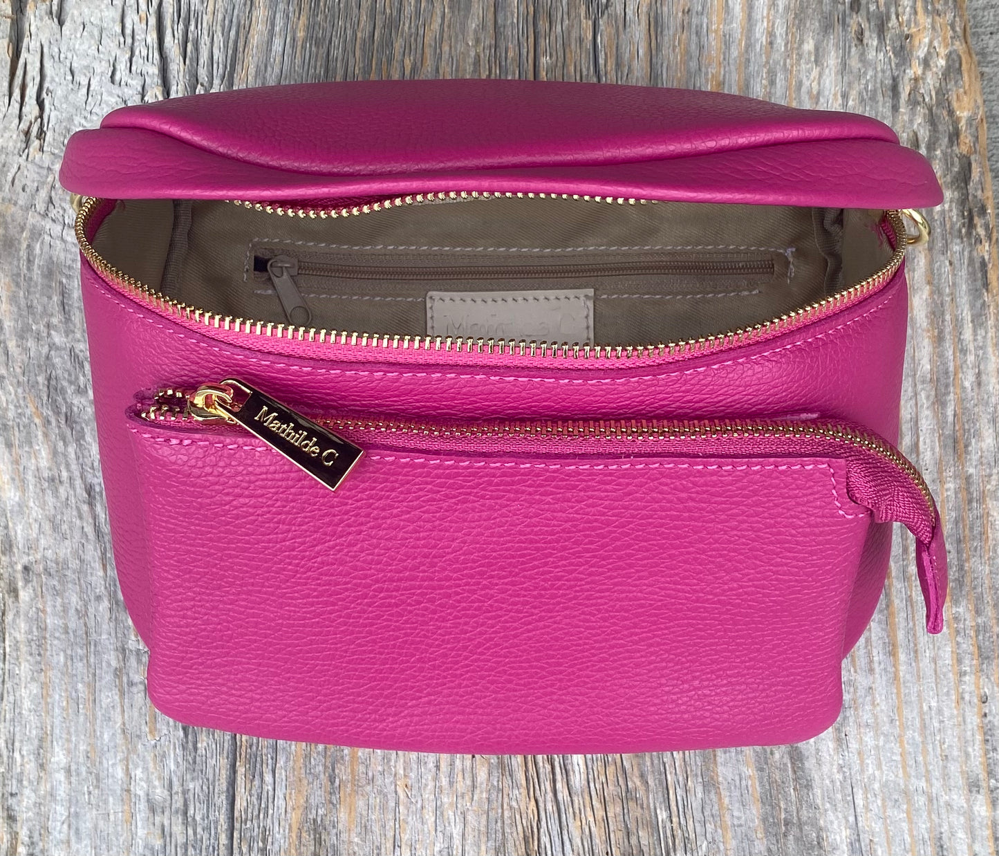 Pebble Leather Shoulder Messenger Bag - HOT PINK