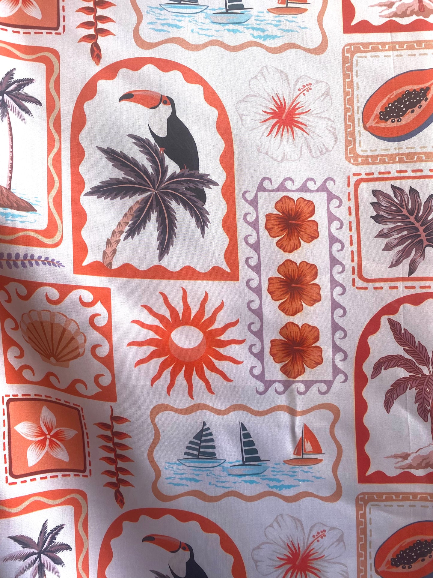 Square Satin Scarf - CORAL SUMMER PRINT