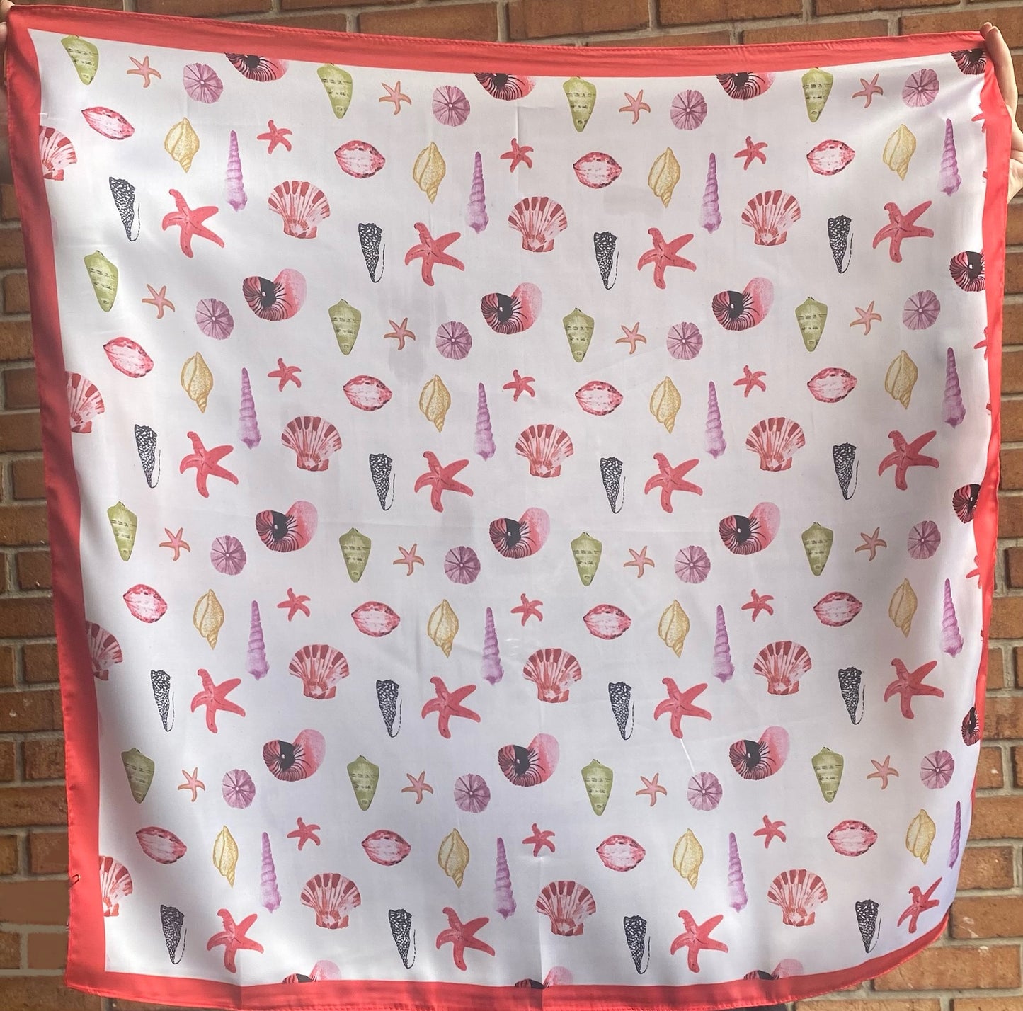 Square Satin Scarf - SEASHELL PRINT