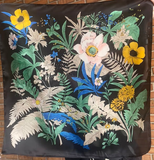 Square Satin Scarf - WILDFLOWER PRINT
