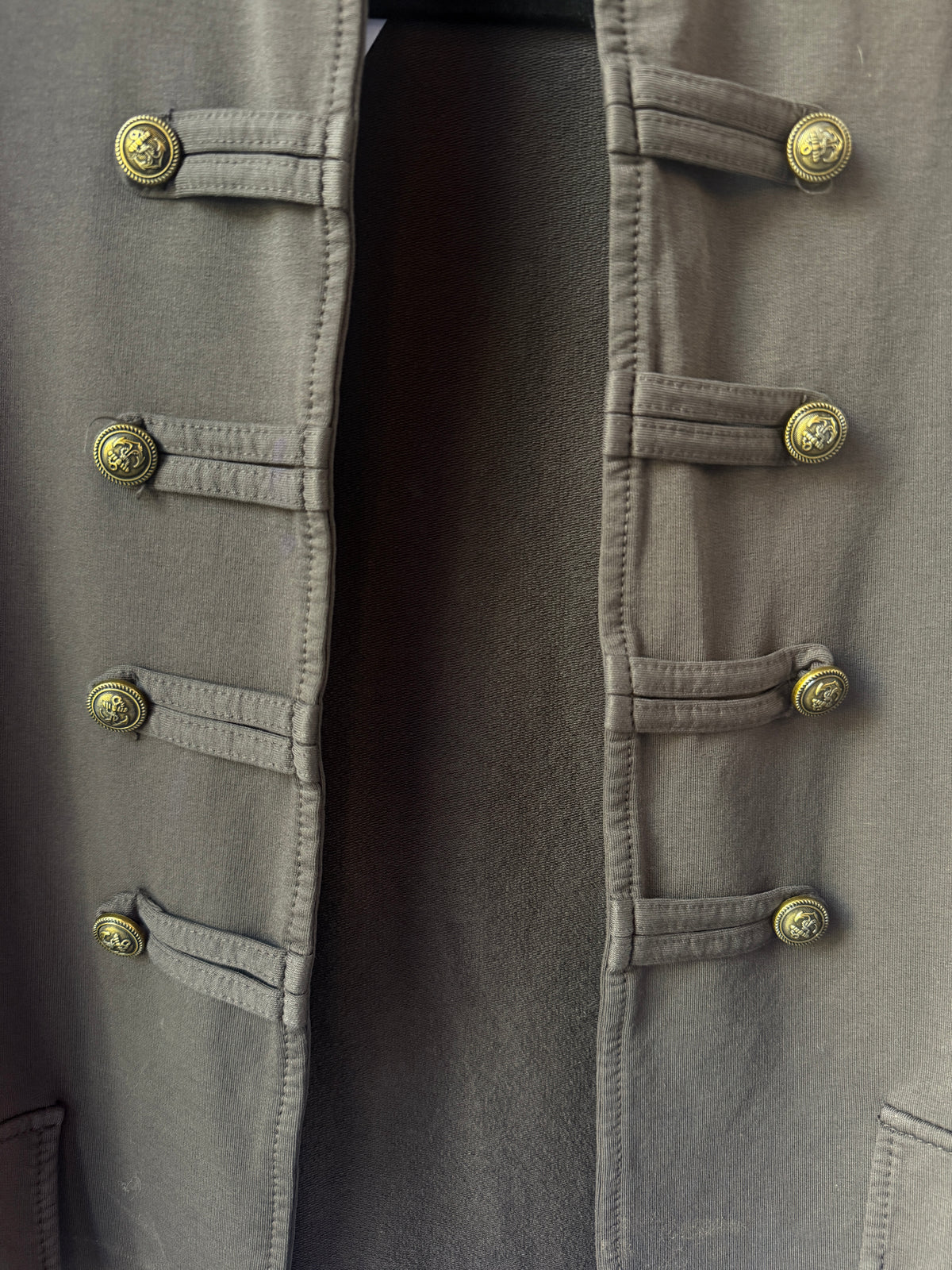 One Size Cotton Open Front Military Jacket- BROWN