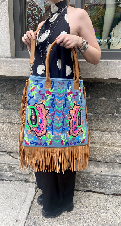Handcrafted Boho Fringe Tote