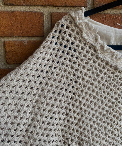 100% Cotton Knit Asymmetrical Top - BEIGE