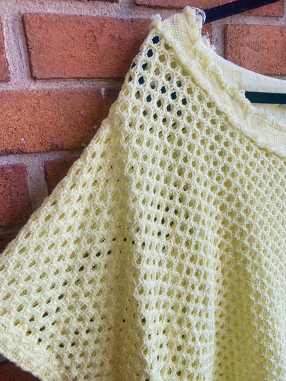 100% Cotton Knit Asymmetrical Top - YELLOW