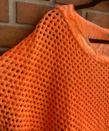 100% Cotton Knit Asymmetrical Top - ORANGE