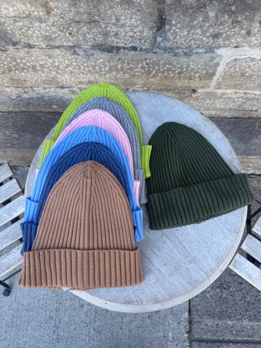 Ribbed Beanie with cuff- ASSORTED COLOURS