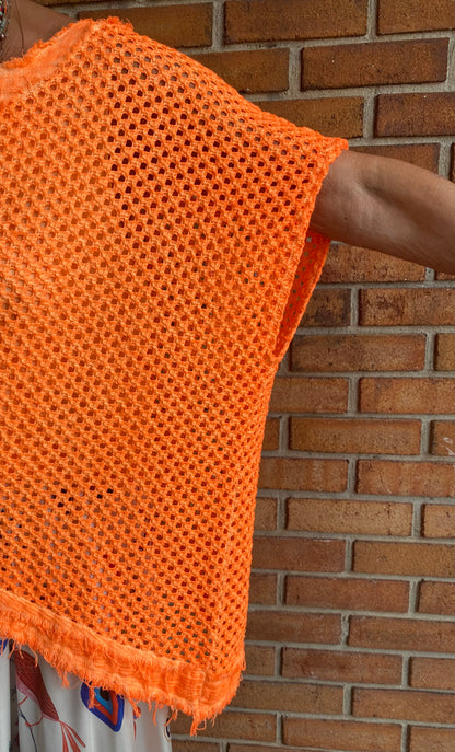 100% Cotton Knit Asymmetrical Top - ORANGE